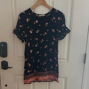 Billabong Black Dress with Pink Floral Pattern